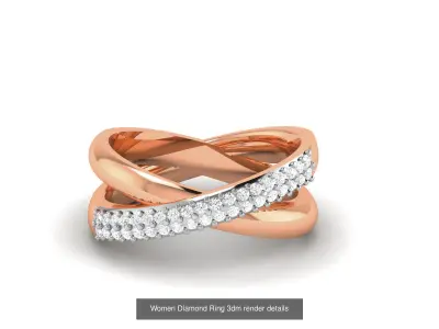 13 Cross Wire Mesh High Jewelry Diamond Ring 3dm renders details 3D Model Pack