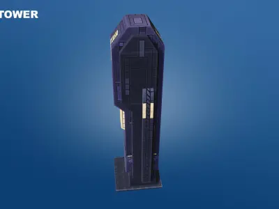 Low Poly Sci-Fi Building 3 - Evil - Pixel City 3D Asset Pack Low-poly 3D model
