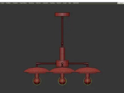 SAUCER light chandelier in brass Low-poly 3D model