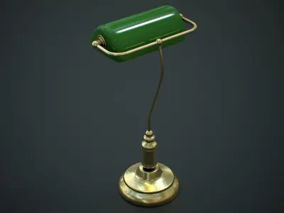 Antique Bankers Desk Lamp Green Low-poly 3D model