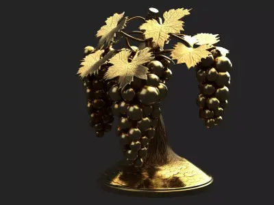 Chinese Golden Grape Figure  Low-poly 3D model