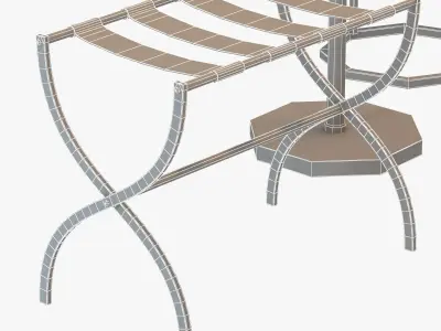 Furniture set nightstand with three drawers 3D model