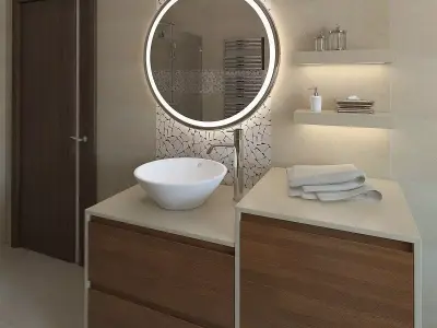 Bathroom with a beautiful mosaic wall 3D model