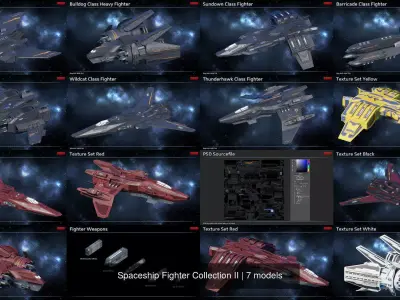 Spaceship Fighter Collection II 3D Model Pack