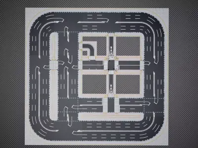 Japanese Roads - Modular Pieces Low-poly 3D model