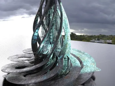 London Crystal Shard Sci Fi Tower Walkways  3D model