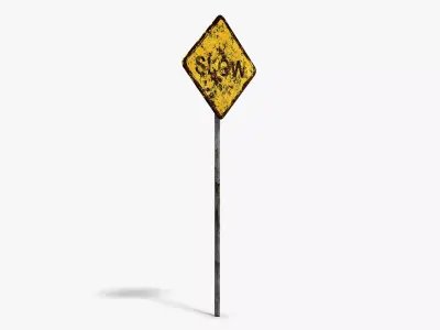 Damaged Slow Sign Low-poly 3D model
