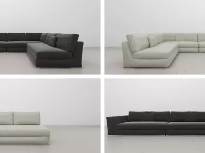 UrbanMod Modern Reversible Sectional Sofa Gray and White 3D model