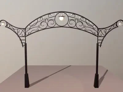 Wrought Iron Arch with Lanterns Low-poly 3D model