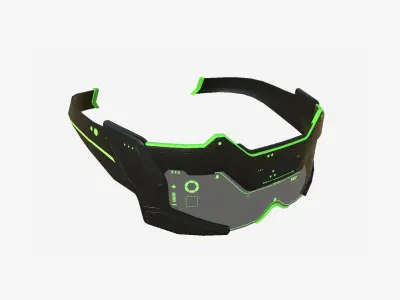 SciFi Glasses F03 Black Green - Character Design Fashion Low-poly 3D model