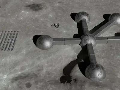 Moon base 3D model Low-poly 3D model