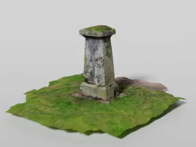 Historical headstone on grass 3D model