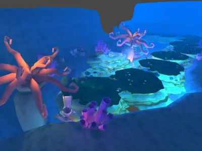 Fantasy Chess RPG Environment - Underwater Low-poly 3D model