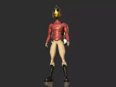Rocketeer character with backpack and helmet 3D model