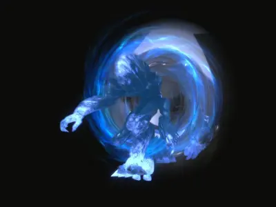 Robot with Portal Animated Low-poly 3D model