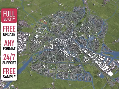 Sneek - 3D City Model Low-poly 3D model