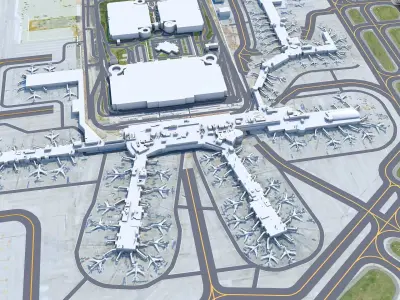 Charlotte Douglas Airport 10km Low-poly 3D model