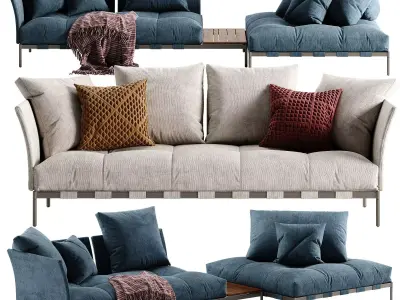 Saba Italia Pixel Light sofa set 1 3D model