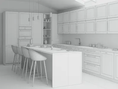 Modern Kitchen Island - Classic Contemporary  3D model