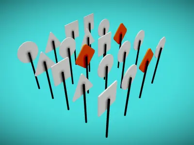 Road Signs Low-Poly Low-poly 3D model