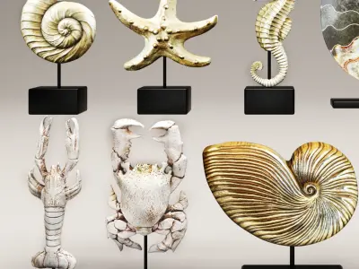 set Collection figurines statues  3D model