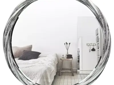 Round Silver Accent Mirror RBRS7771 3D model