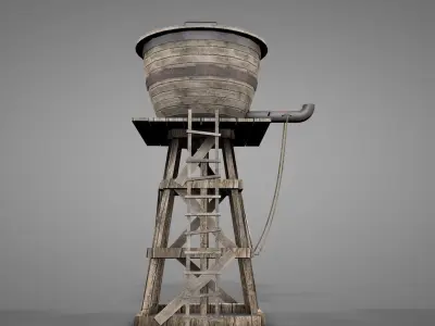 Old Western Water Tower Low-poly 3D model