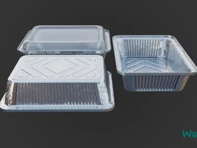 Aluminum Food Containers with Lids Low-poly 3D model