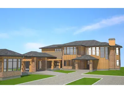 Modern House With Garage Low-poly 3D model purchase