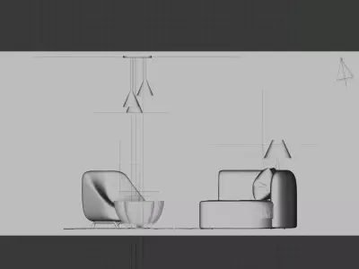 Elegant Modern Living Room 3D model