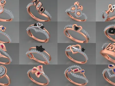 104 Light weight italian diamond ring 3dm stl renders details  3D Model Pack