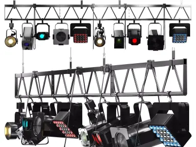 Soft theater farm with lighting equipment Low-poly 3D model