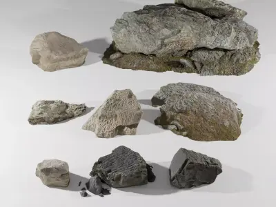 Rock Pack V1 - 11 Unique Rocks small to big 3D model