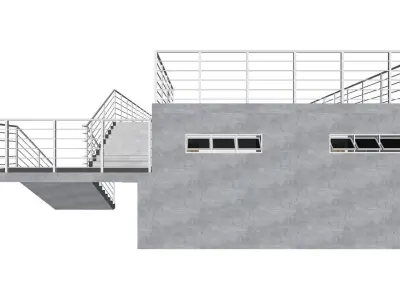 Gallery Building with Terrace and Bathrooms 3D model