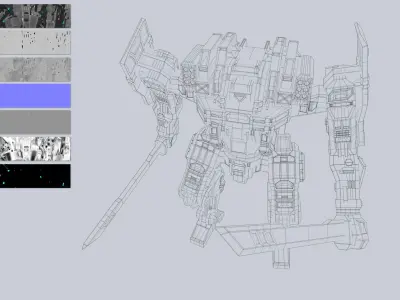 Sci fi Battle Mech Low-poly 3D model
