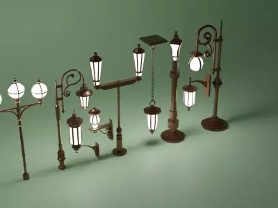 Street Lamp Pack Free low-poly 3D model
