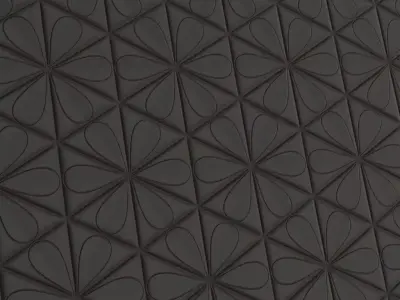 Modern Black Floral Triangle Pattern PBR Seamless Texture