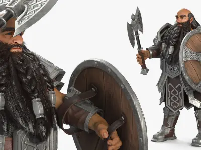  Game Dwarf Character in Chainmail Rigged 