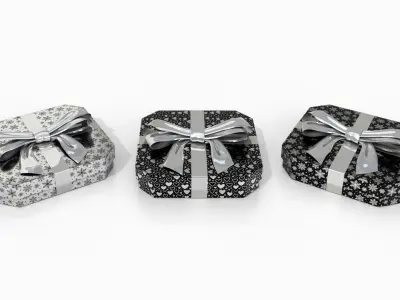  Gift Boxes - Flat Set with Glossy Ribbon Bow 
