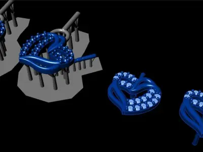 DOUBLE HEARTS STUD EARRINGS 3D print model