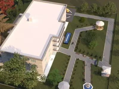 4 floor simple building 3D model