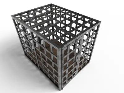 Metallic prison Cage Low-poly 3D model