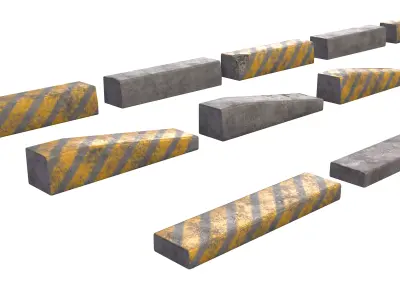 Sidewalk Concrete Curb Low-poly 3D model