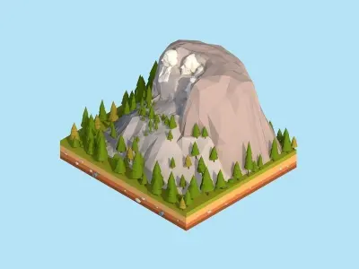 Cartoon Low Poly United States Rushmoor Landmark Low-poly 3D model
