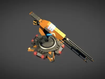 Rail Gun Turret Low-poly 3D model
