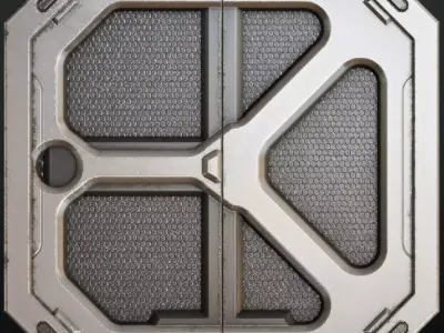 Sci-Fi Reinforced Blast Door Panel PBR Seamless Texture