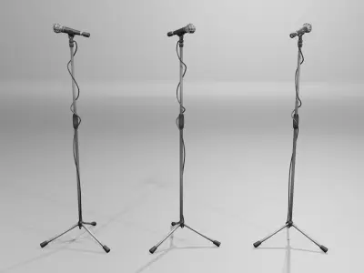 Microphone with stand Low-poly 3D model
