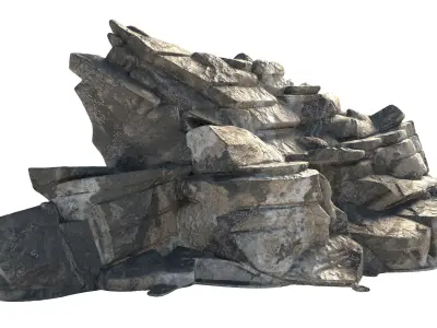 Grey cliff rock v11b Low-poly 3D model