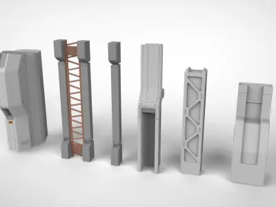 Sci-Fi architecture Elements collection 17 3D model
