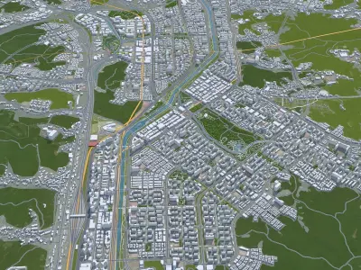 Seongnam si Gyeonggi do South Korea 20km Low-poly 3D model